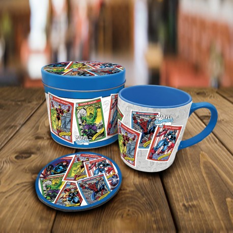 Boîte Cadeau Super-Héros Marvel avec Mug et Sous-Verre sur Kas Design