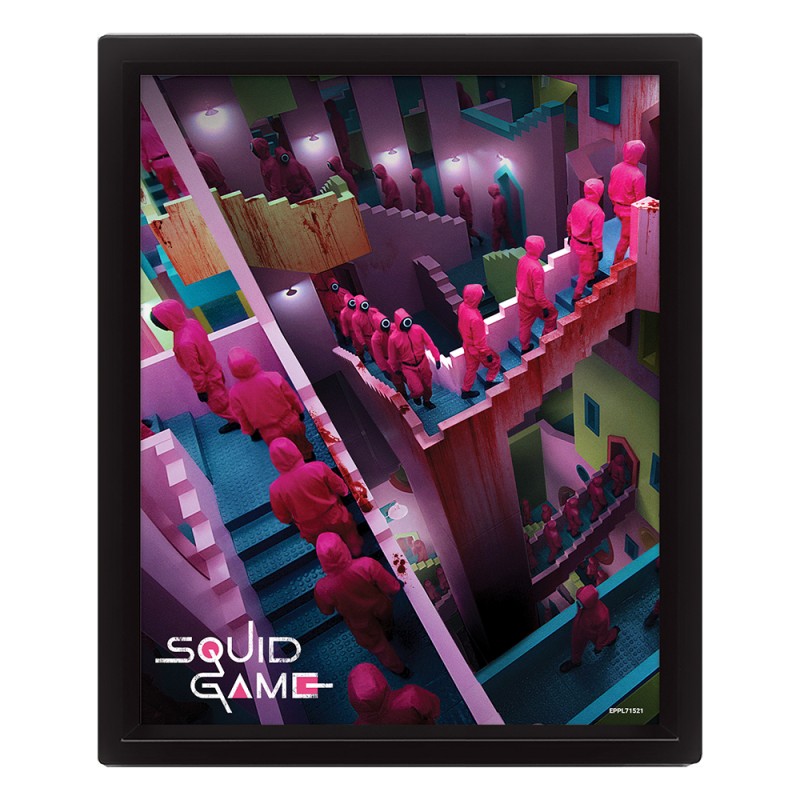 Cadre Squid Game Escaliers Fous Effet Animé 3D sur Kas Design