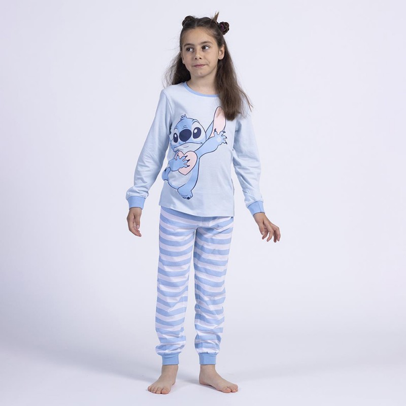 Pyjama Long Stitch Love Disney Bleu Rayé Enfant - Lot de 12 sur Kas Design