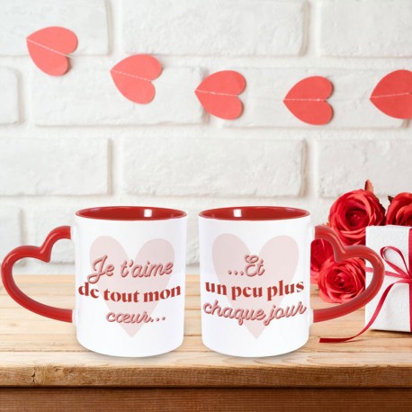 Coffret Duo Les Mugs des Amoureux Cœurs Rouges