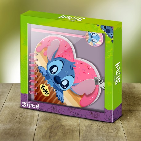 Pack Journal Intime Coeur Stitch Disney et Stylo